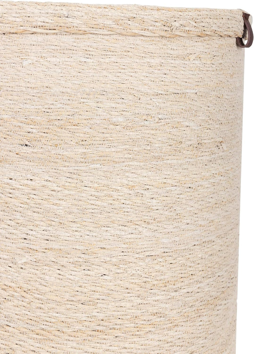 Large Seagrass Storage & Laundry Baskets Bleached Off-White Set of 2 45cm & 35cm