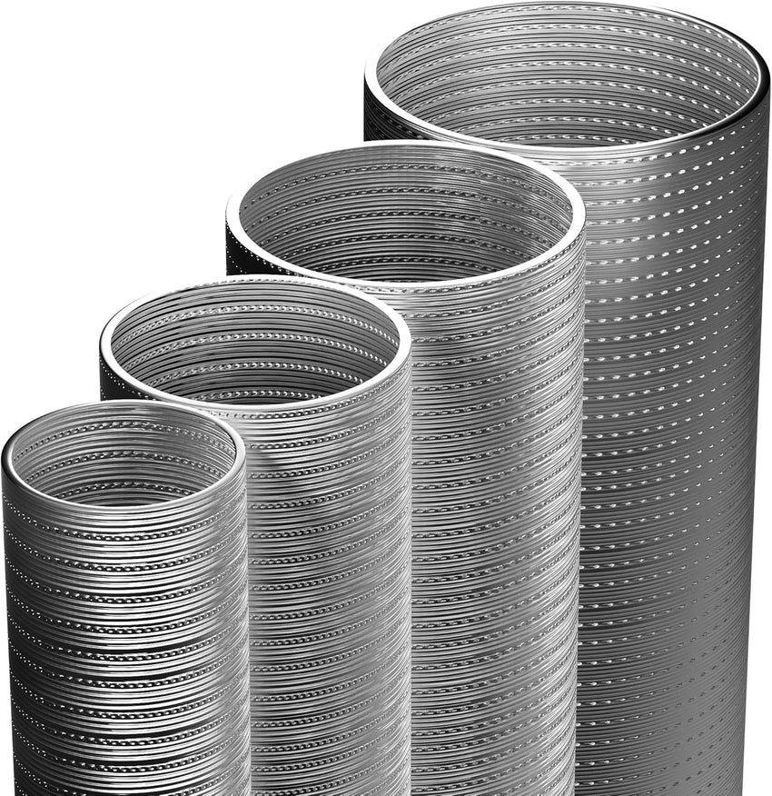 Aluminium SemiâFlexible Air Duct Hose 76mm (3in) ID 4m for Fans Cooker Hoods & Ventilation â Silver