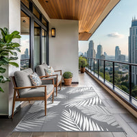 GENIMO Outdoor Rug 240 x 300 cm â Extra Large Waterproof Reversible Garden Rug, UV Resistant & Washable Plastic Carpet for Patio, RV, Picnic, Backyard, Balcony â Grey & White