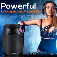 Pyle 800W Portable PA System, Large Bluetooth Speaker w/Wireless Microphone, 20cm Battery Powered PA Systems, Active Speakers, Powerful Loudspeaker, USB/SD Card Reader, for Stage/Parties/Events