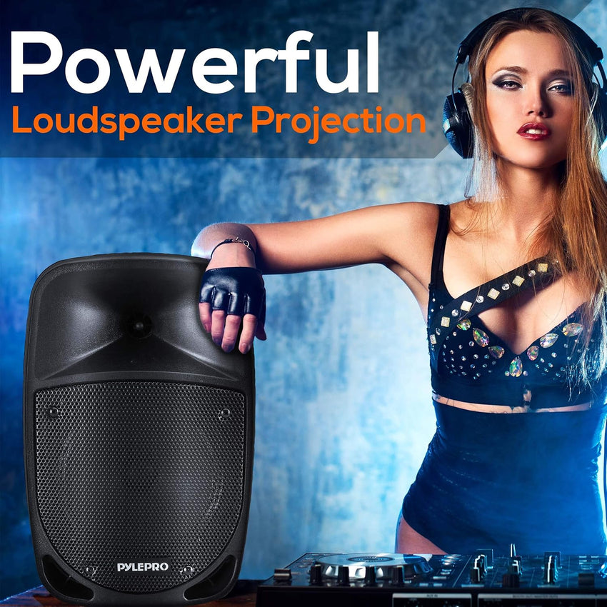 Pyle 800W Portable PA System, Large Bluetooth Speaker w/Wireless Microphone, 20cm Battery Powered PA Systems, Active Speakers, Powerful Loudspeaker, USB/SD Card Reader, for Stage/Parties/Events