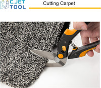 C.JET TOOL 10" Heavy Duty Scissors, Carpet Cutter, Industrial Scissors, Multipurpose, Scissors for Carpet, Cardboard, Leather, Pruning, Gardening, Professional Soft Grip Stainless Steel (Orange)