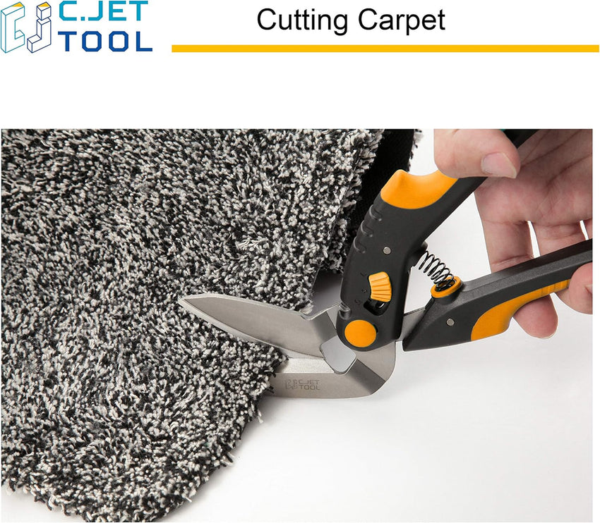 C.JET TOOL 10" Heavy Duty Scissors, Carpet Cutter, Industrial Scissors, Multipurpose, Scissors for Carpet, Cardboard, Leather, Pruning, Gardening, Professional Soft Grip Stainless Steel (Orange)