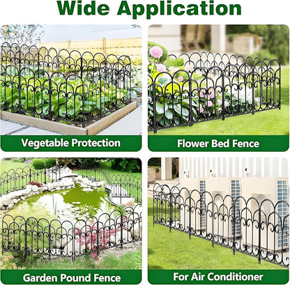 Amagabeli Garden Home 5-Pack Decorative Metal Garden Fence Panels â 46cm(H) x 2.29m(L) Rustproof Wrought Iron Landscape Border, Outdoor Folding Barrier for Flower Beds, Yard Edging & Animal Protection