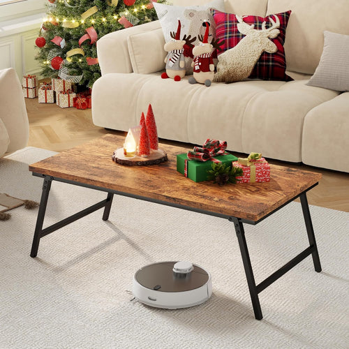Folding Coffee Table Magnetic Portable No-Installation Wooden 80ÃÂÃÂ40ÃÂÃÂ40cm ÃÂ¢ÃÂÃÂ Rustic Brown