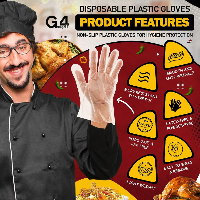 Disposable Polyethylene Gloves Food Safe 100pc One Size â Clear