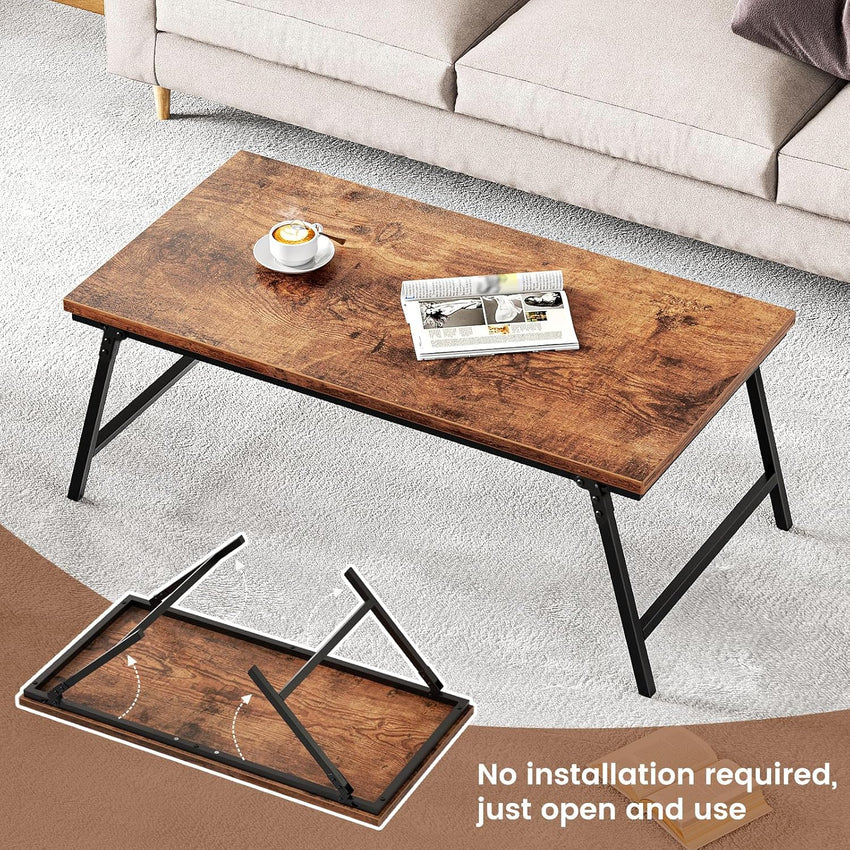 Folding Coffee Table Magnetic Portable No-Installation Wooden 80ÃÂÃÂ40ÃÂÃÂ40cm ÃÂ¢ÃÂÃÂ Rustic Brown