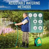 GloBrite Mini Hose Reel with 10m / 32ft Garden Hose Pipe Spray Gun & Adjustable Nozzle, Wall Mountable, Compact and Portable for Small Garden, Balconies, Watering for Pots and Outdoor Cleaning