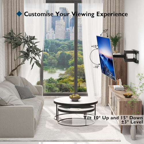 BONTEC TV Wall Bracket for 23-70 Inch LED LCD OLED Screens, Full Motion Double Arm TV Wall Mount Swivels Tilts Extends up to 380mm, Holds 45kg, Max VESA 400x400mm, Includes Spirit Level