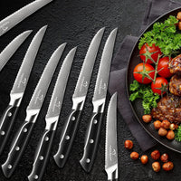 NANFANG BROTHERS Damascus Knife Set,18-Pieces Kitchen Knife Set with Wooden Block VG10 Core Steel with 8 Steak Knife,Japanese Professional Kitchen Sharp Knife Set