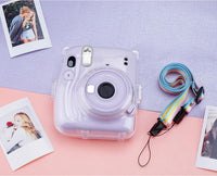 Yosuny Portable Case Compatible with Fujifilm Instax Mini 11 Instant Camera with Adjustable Strap and Storage back pocket (Transparent shell)