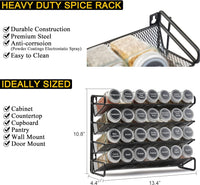SpaceAid 4 Tier Spice Rack Organizer with 28 Spice Jars, 386 Spice Labels, Chalk Marker and Funnel Set for Cabinet, Countertop, Pantry, Cupboard or Door & Wall Mount