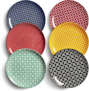 DOWAN 21.6cm Colorful Side Plates, Dessert Plates for Salad, Pasta, Pancakes, Steak - Small Serving Plates for Party, Wedding, Easter, Restaurant, Picnic | Set of 6