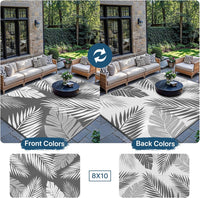 GENIMO Outdoor Rug 240 x 300 cm â Extra Large Waterproof Reversible Garden Rug, UV Resistant & Washable Plastic Carpet for Patio, RV, Picnic, Backyard, Balcony â Grey & White