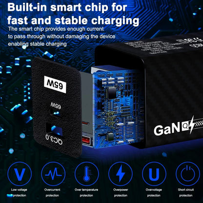 KALINI 65W GaN Fast Charger USB QC 3.0 Wall Charger UK