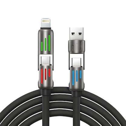 KALINI 4-in-1 USB Type-C Fast Charging Cable, 240W, LED, Lightning 1M Black PD 3.1