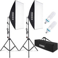 ESDDI Softbox Photography Lighting Kit 20 x 28 inch with 800W and 5500K Soft Lights, Continuous Lighting for Portraits and Product Shooting with Carry Bag