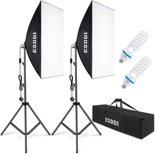 ESDDI Softbox Photography Lighting Kit 20 x 28 inch with 800W and 5500K Soft Lights, Continuous Lighting for Portraits and Product Shooting with Carry Bag