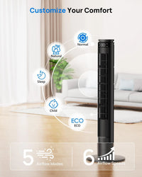 Tower Fan 92cm LED Display Silent Remote 6 Speeds 5 Modes 70ÃÂ° Oscillation Timer Ã¢ÂÂ 92cm