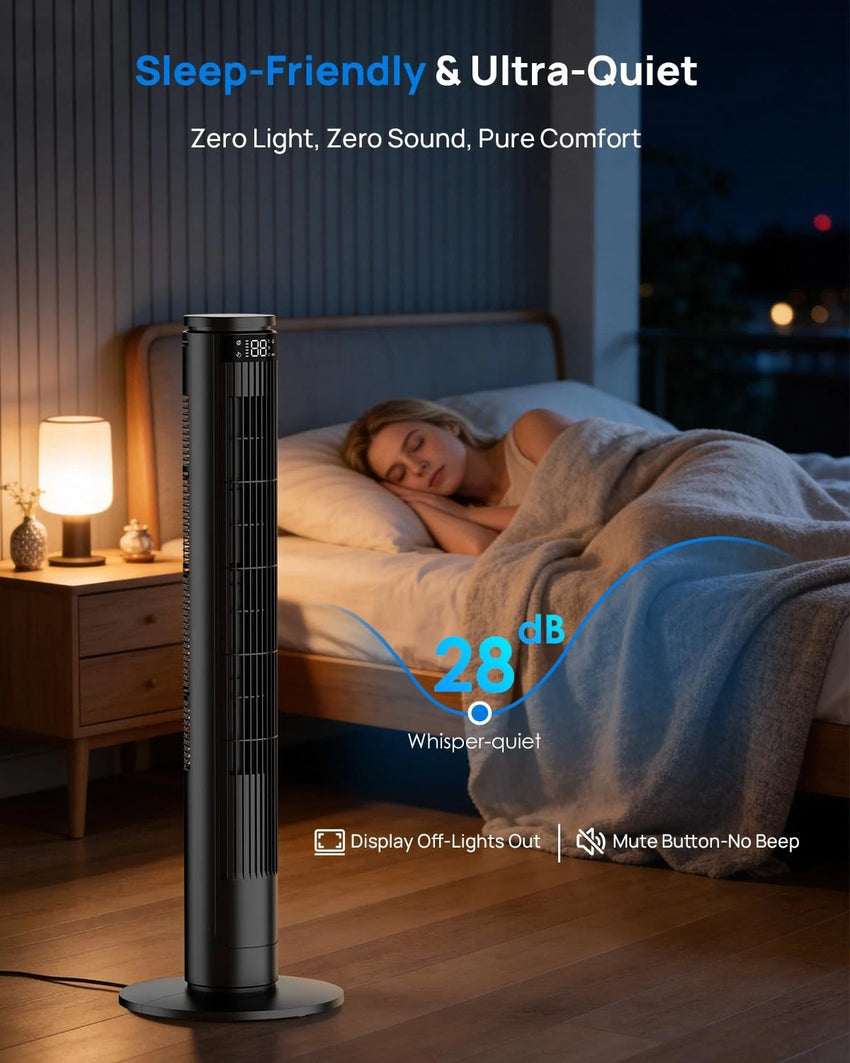 Tower Fan 92cm LED Display Silent Remote 6 Speeds 5 Modes 70ÃÂ° Oscillation Timer Ã¢ÂÂ 92cm